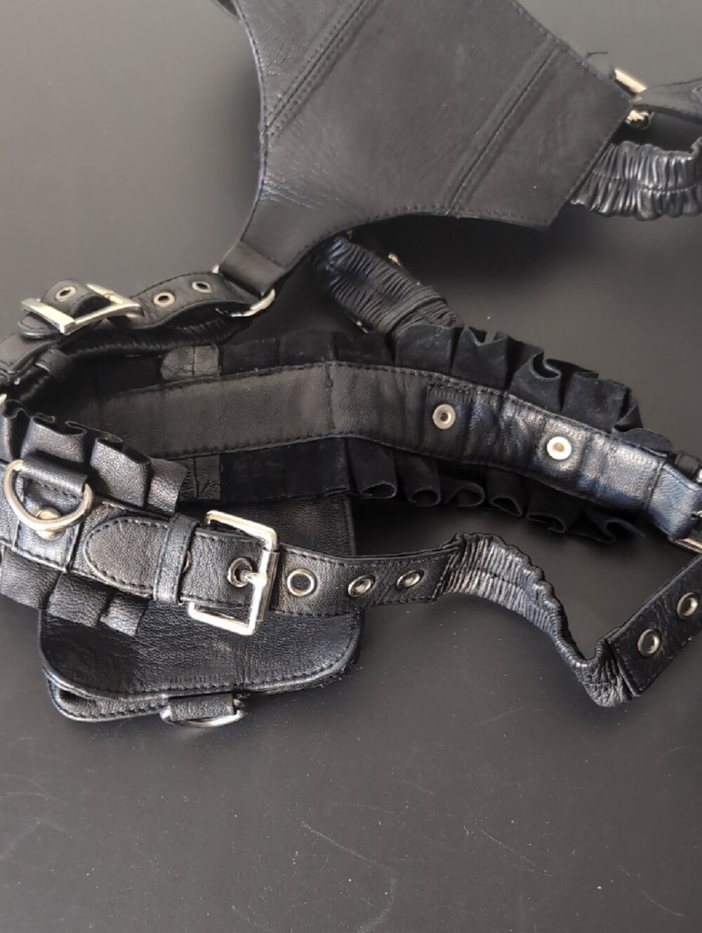 Skingraft Black Leather Harness Belt Bag with Studded Pouch - Picture 10 of 11